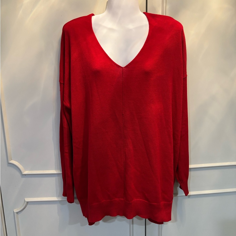 Blu Pepper V-Neck Sweater in Bold Red